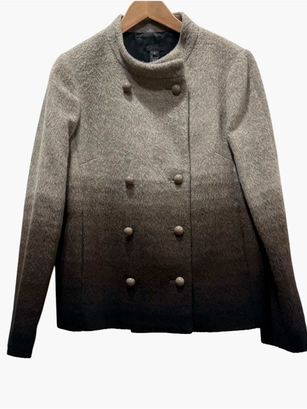 J.Crew Ombre Dip Dye Wool Blend Peacoat Preppy Dark Academia Statement Coat 6